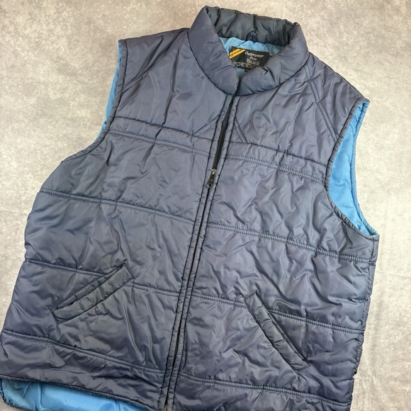 Vintage Sears Puffer Vest Mens 2XL Blue Full Zip Sleeveless 80's 90's